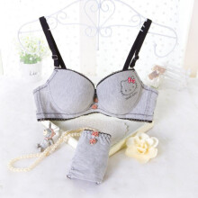 JYF Brand Women Underwear Cotton Comfortable Bra Set Young Girls Kitty Print Sweet Lingerie Bra Brief Sets Sexy Bra+Panty