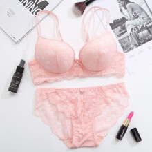 Femal Intimates Floral Sexy Lingerie Set Gather Adjustable Underwear Women Lace Push Up Bra Set Thick Cup Bra And Panty Briefs