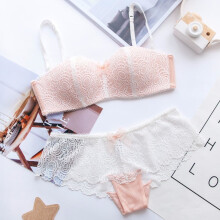 Femal Intimates Floral Lace Sexy Lingerie Set Wireless Underwear Women Thin Lace Bra Set Push Up Bra And Panty Sexy ABC 1/2 Cup