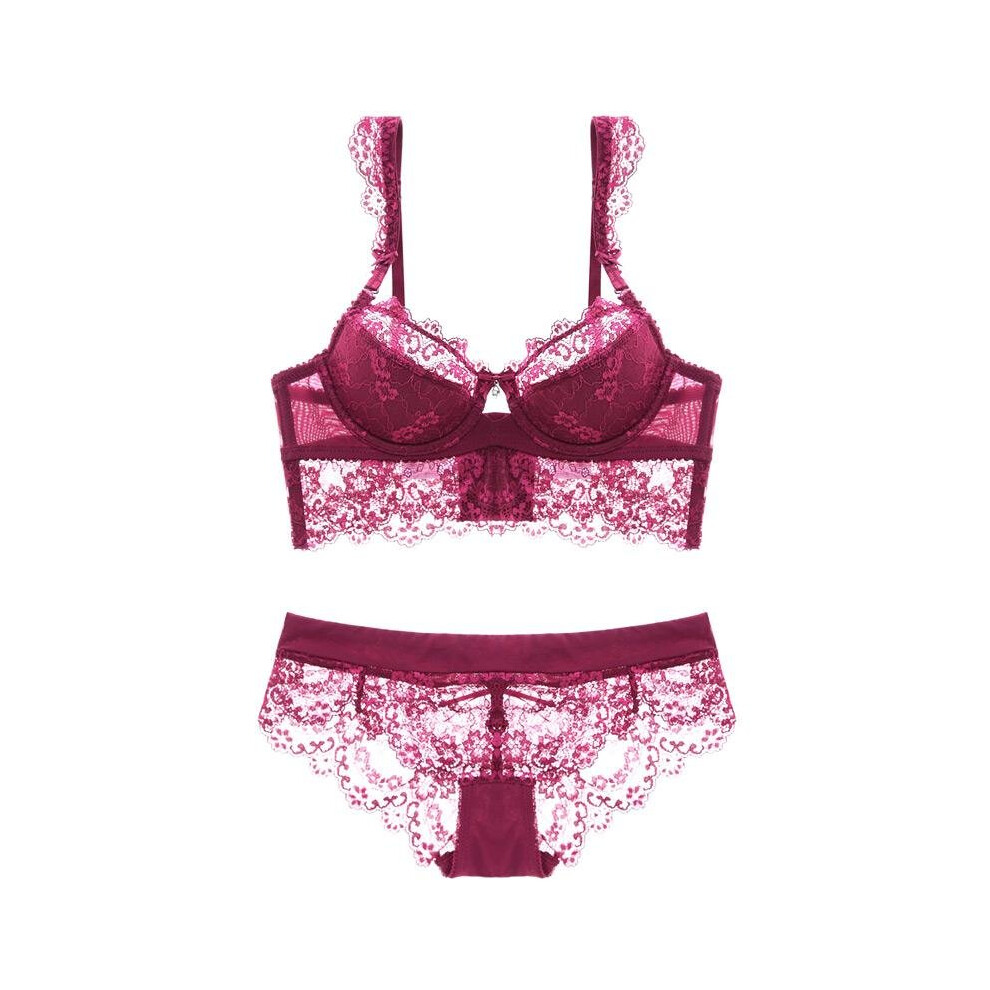 New Lace transparent bra romantic temptation lace bra set young women Plus size underwear set push up bra and panty set fashion-image-OPC-P52NBYY-NEW