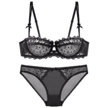 Sexy lace transparent women\'s ultra-thin ABCD cup thin underwear push up bra set plus size girls bra and panty