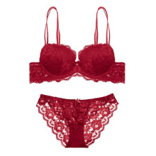 Sexy Lace Embroidery Women Bra Sets Wire Free Push-up Padded Bra Brief Sets French Romantic Intimate Underwear Panty Set