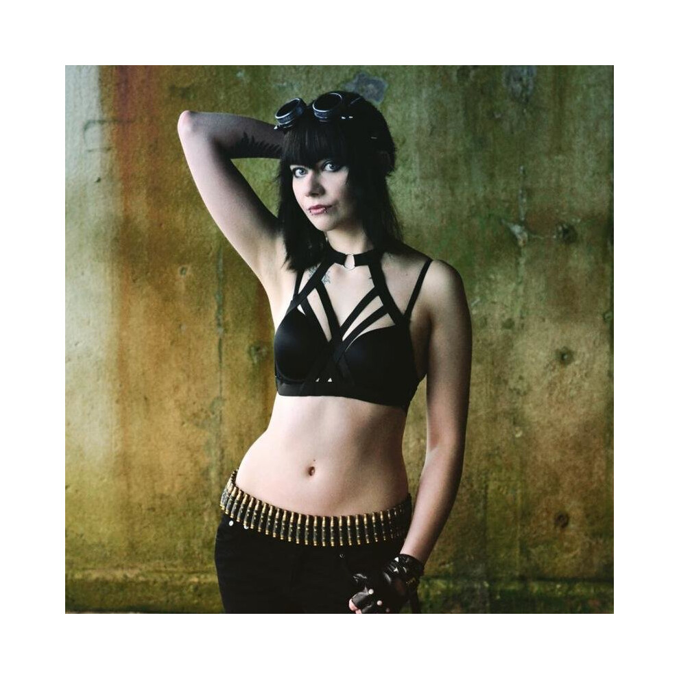 Black New Sexy Goth Lingerie Elastic Harness Cage Bra 90\'S Cupless Lingerie Bondage Body Harness Belt O0190