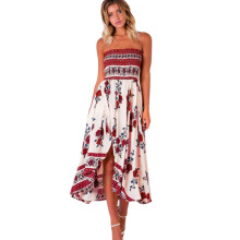 2017 Dress Women Off Shoulder Strapless Boho Long Maxi Evening Party Beach Dress Floral Sundress vestidos#LSN