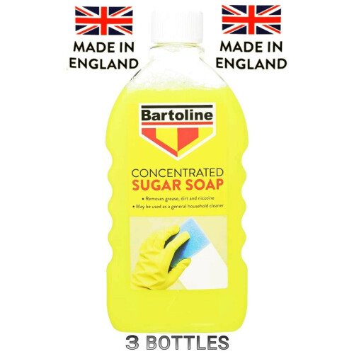3 PCS FLASK SUGAR SOAP CONCENTRATE BARTOLINE 500ML REMOVES GREASE DIRT