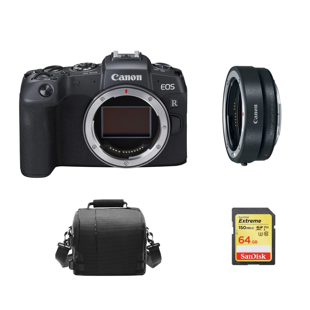 CANON EOS RP Body Black + EF-EOS R Mount Adapter + 64GB SD card + Bag