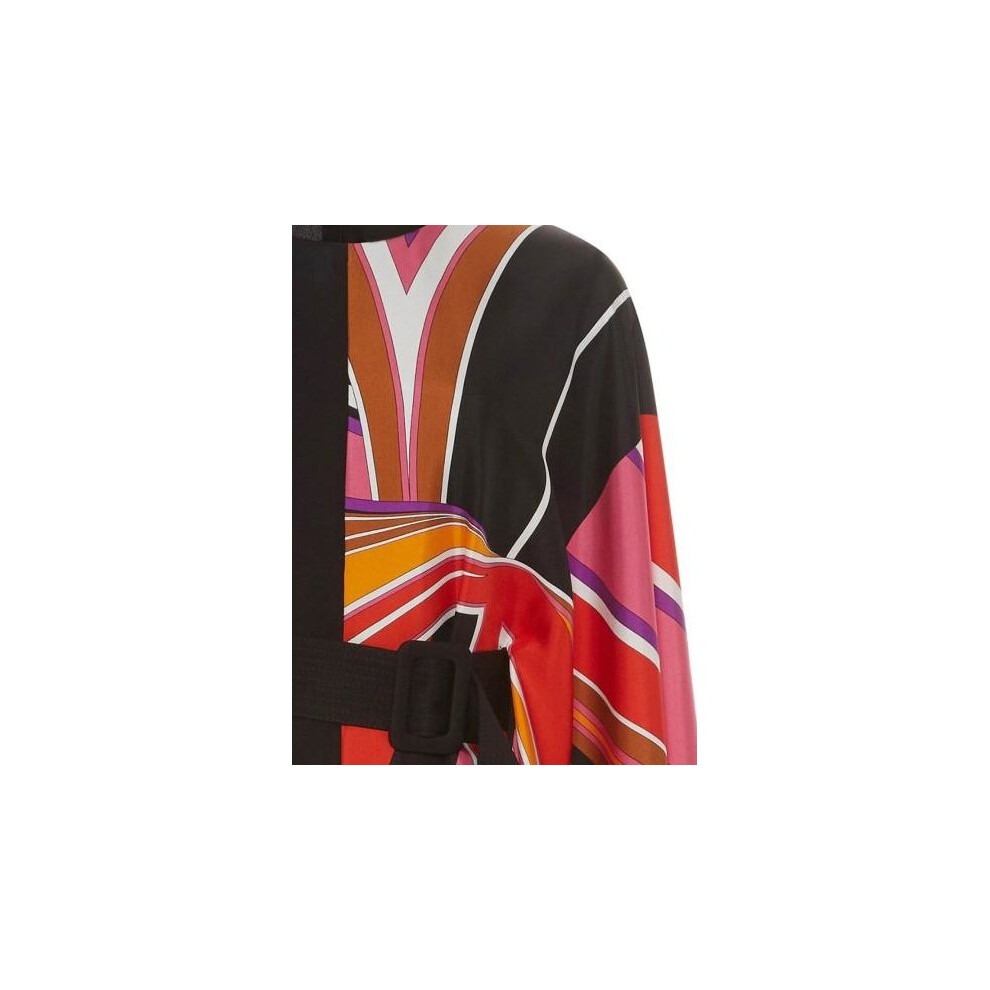 Asymmetric Color Block Belt Women\'s Long Sleeve Dress-image-OPC-P52NJMQ-NEW