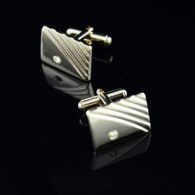 Diamond Stripes Cufflinks - Copper Dress Cuff Links for Wedding, Groom & Formal Attire | MPN-KM4A
