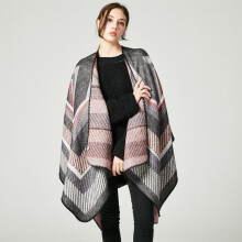 2017 New Winter Autumn Warm Cashmere Feel Scarf Women Poncho Blanket Cape Striped Vintage Shawls Coat