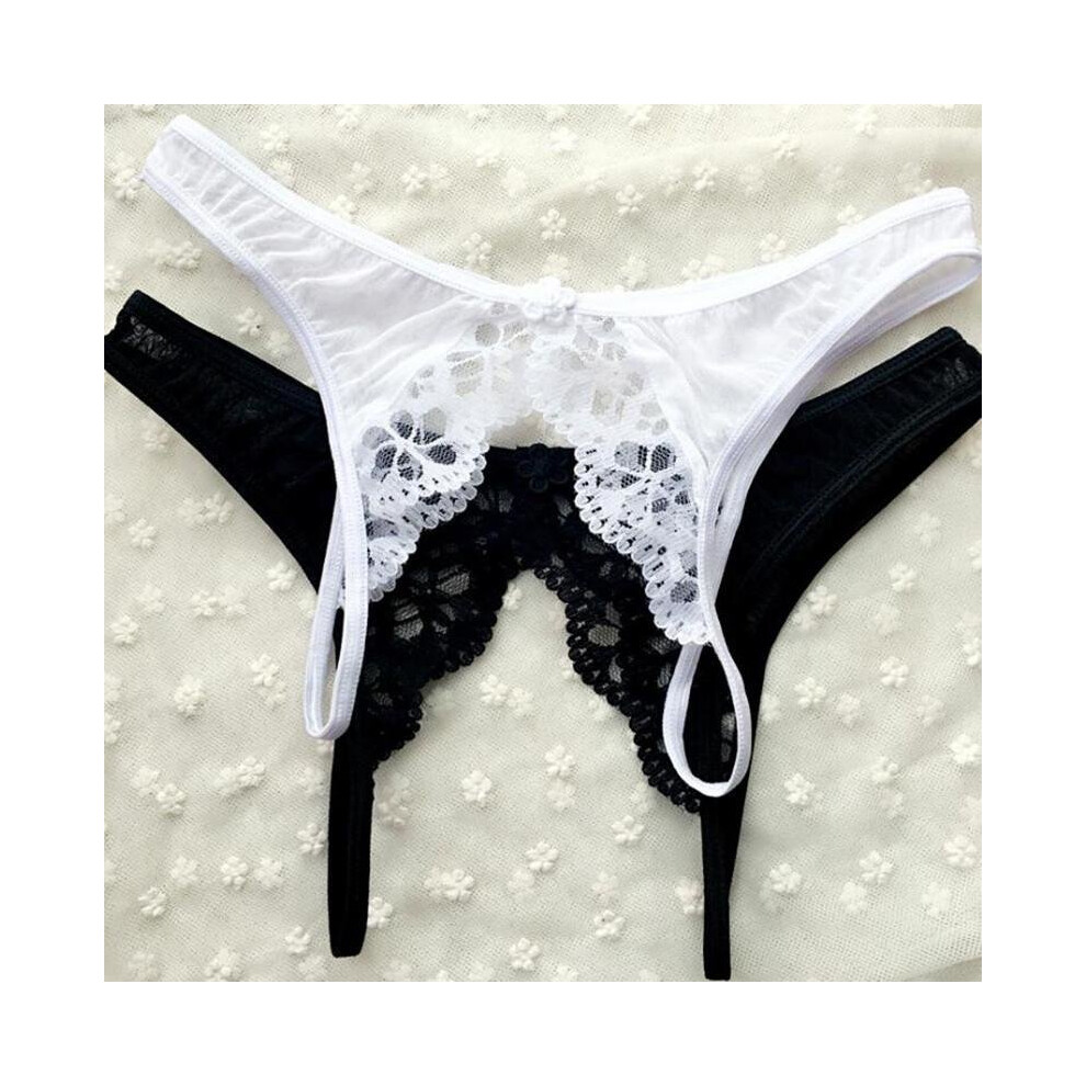Black Lace Temptation Open Crotuch G-Strings Thongs Tangas Sexy Panties Underwear Women Female Intimates Lingerie Bragas G String Lady