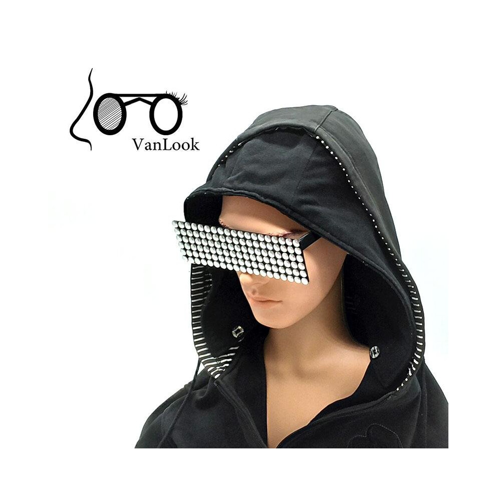 Sun Glasses Deal With It Points One Piece Rectangle Sunglasses Gold Checker Bar-image-OPC-P52NVSG-NEW