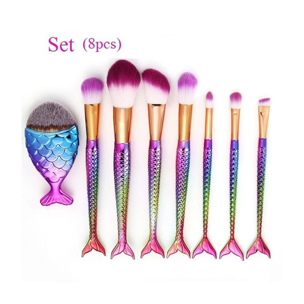 Black 8Pcs Make Up Foundation Eyebrow Eyeliner Blush Cosmetic Concealer Brushes