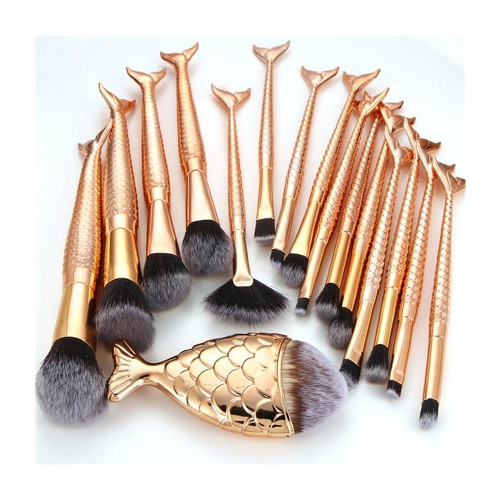 Black 16Pcs Make Up Foundation Eyebrow Eyeliner Blush Cosmetic Concealer Brushes