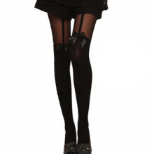 Women Sexy Stockings Thin Tights Bow Pantyhose Tattoo Suspender Sheer Pantyhose Stockings