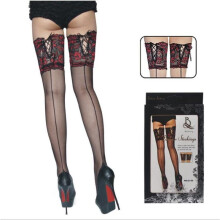 Sexy Womens wide Lace Top Silicone Stay Up back golden tie high Stockings ,Stockings hose, Pantyhose Leggings medias lingerie