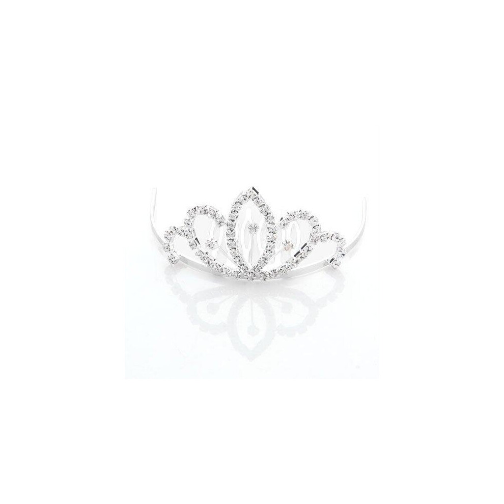 IMC Silver Plated Rhinestone Crystal Lotus Bridal Tiara Hair Comb Pin Wedding Party-image-OPC-P52NWNS-NEW
