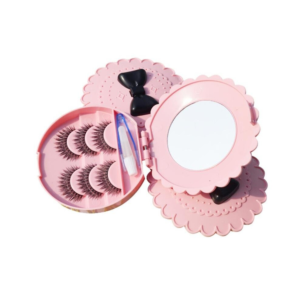 Black Cute Round Pink False Eyelash Storage Box Fake Eye Lashes Box Cute Bowknot Shaped Japanese Style Comestic For Make Up