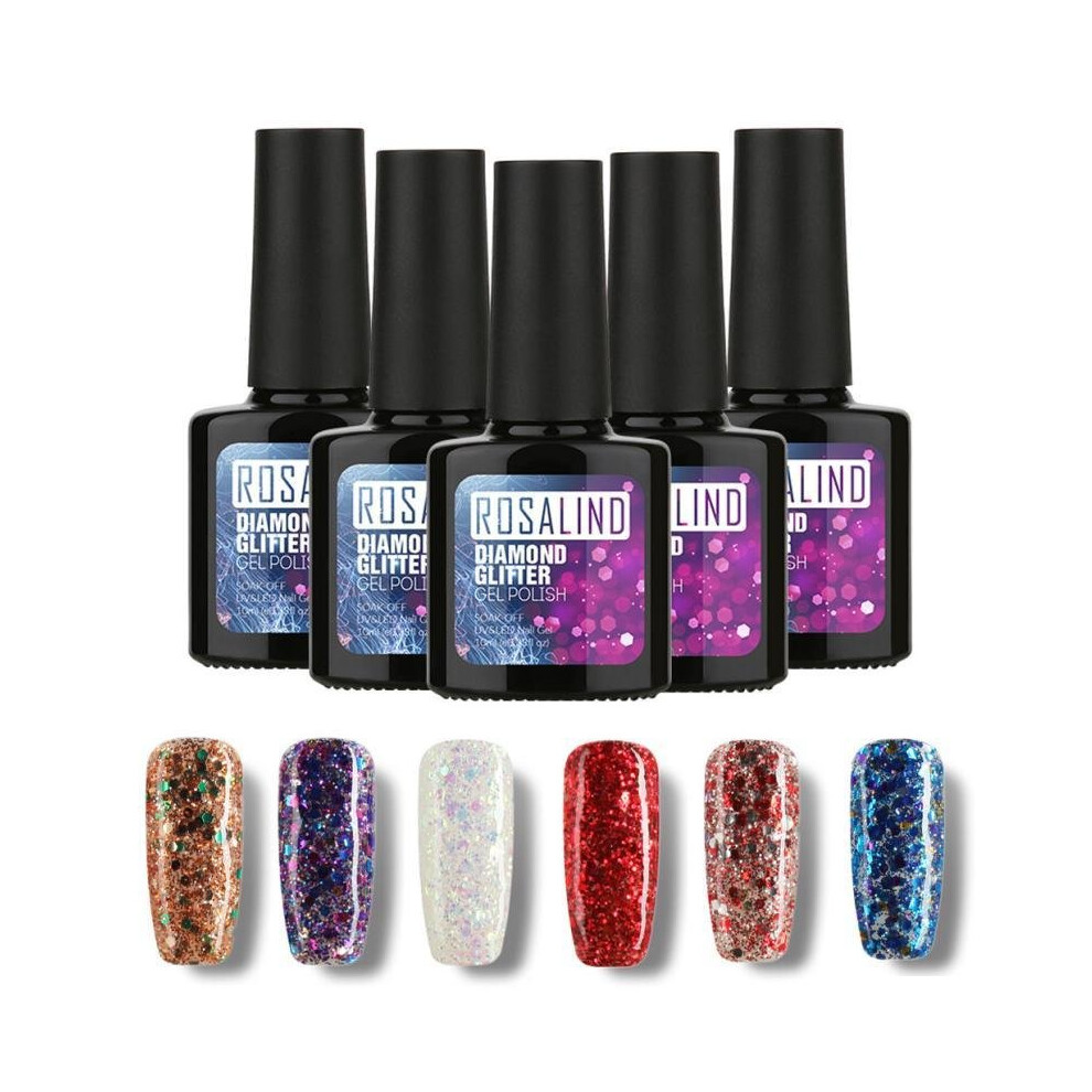 Black Rosalind 10Ml Vernis A Ongle Nagellak Sequins Diamonds Gel Nail Polish Nail Art Gel Polish Uv Led Gel Polish Esmalte Para Unha