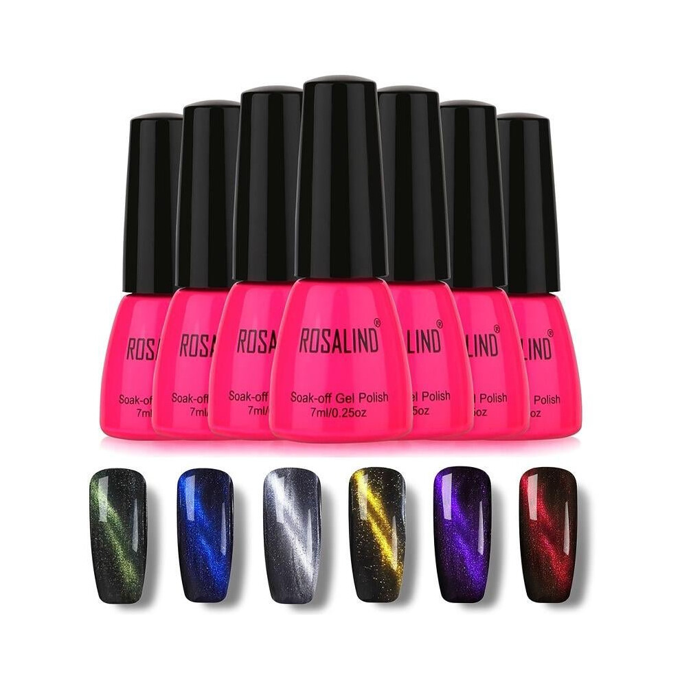 Black Rosalind 7Ml Frosted/Cat Eyes Top Coat Nail Gel Polish Nail Art Decoration Primer Soak Off Non-Toxic Safe Nail Gel Tslm1