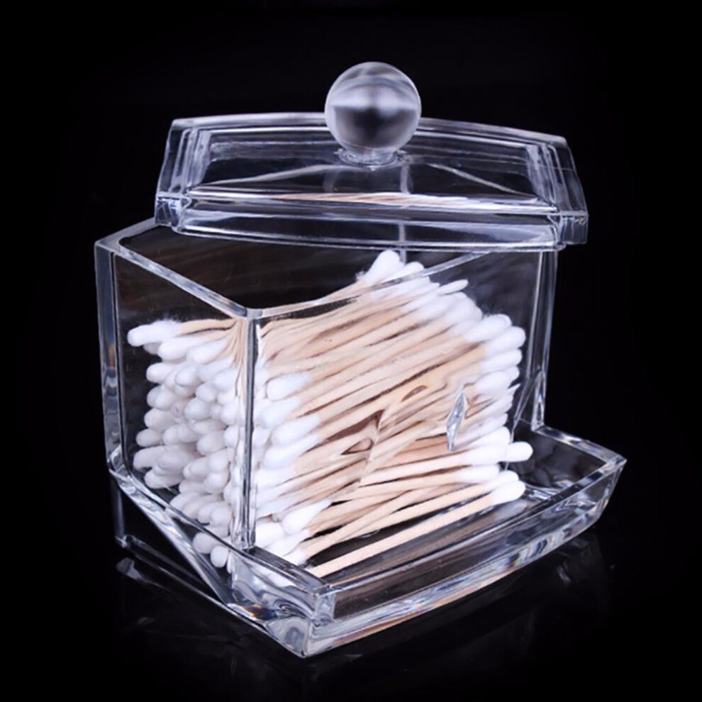 Black Portable Makeup Tools Cotton Swabs Storage Holder Box Transparent Stick Cosmetic Makeup Organizer Case