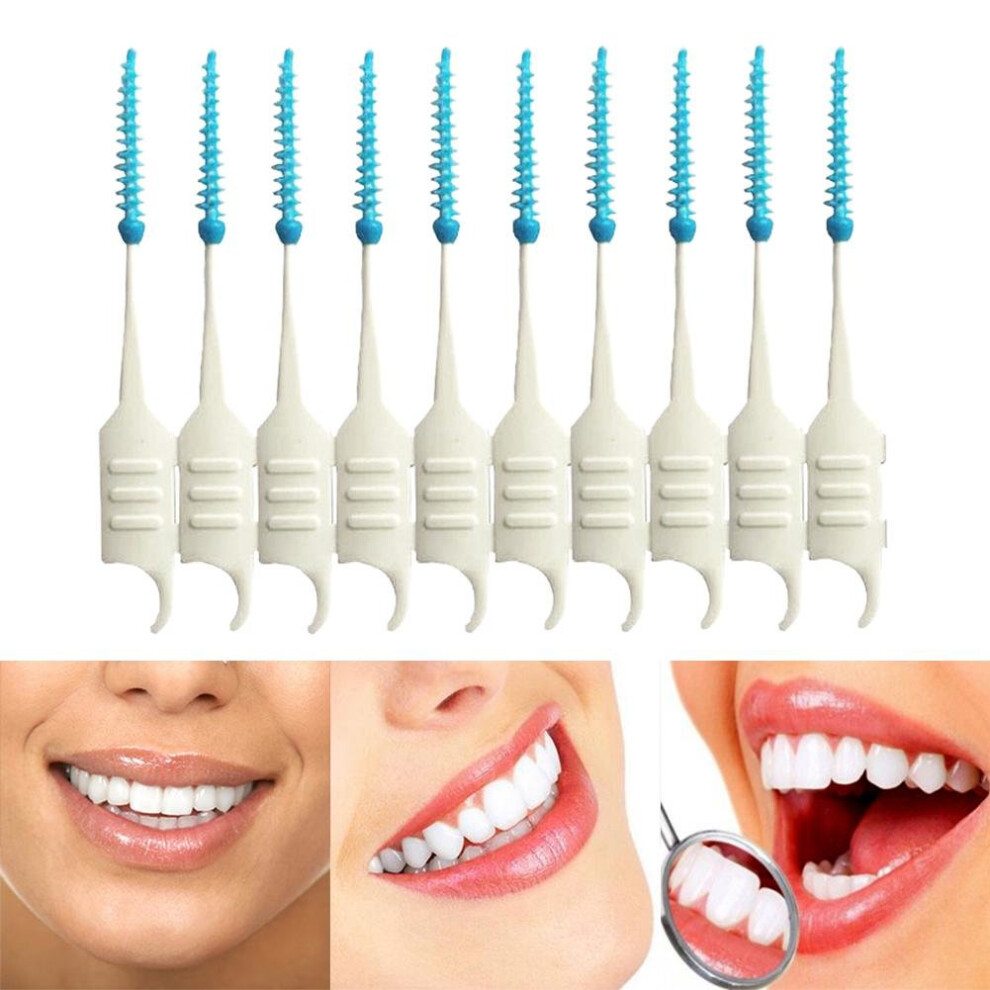 Black 200Pcs Dental Flosser Interdental Brush Clean Teeth Stick Toothpicks Floss Pick Oral Hygiene Tooth Dental Floss Oral Deep Clean