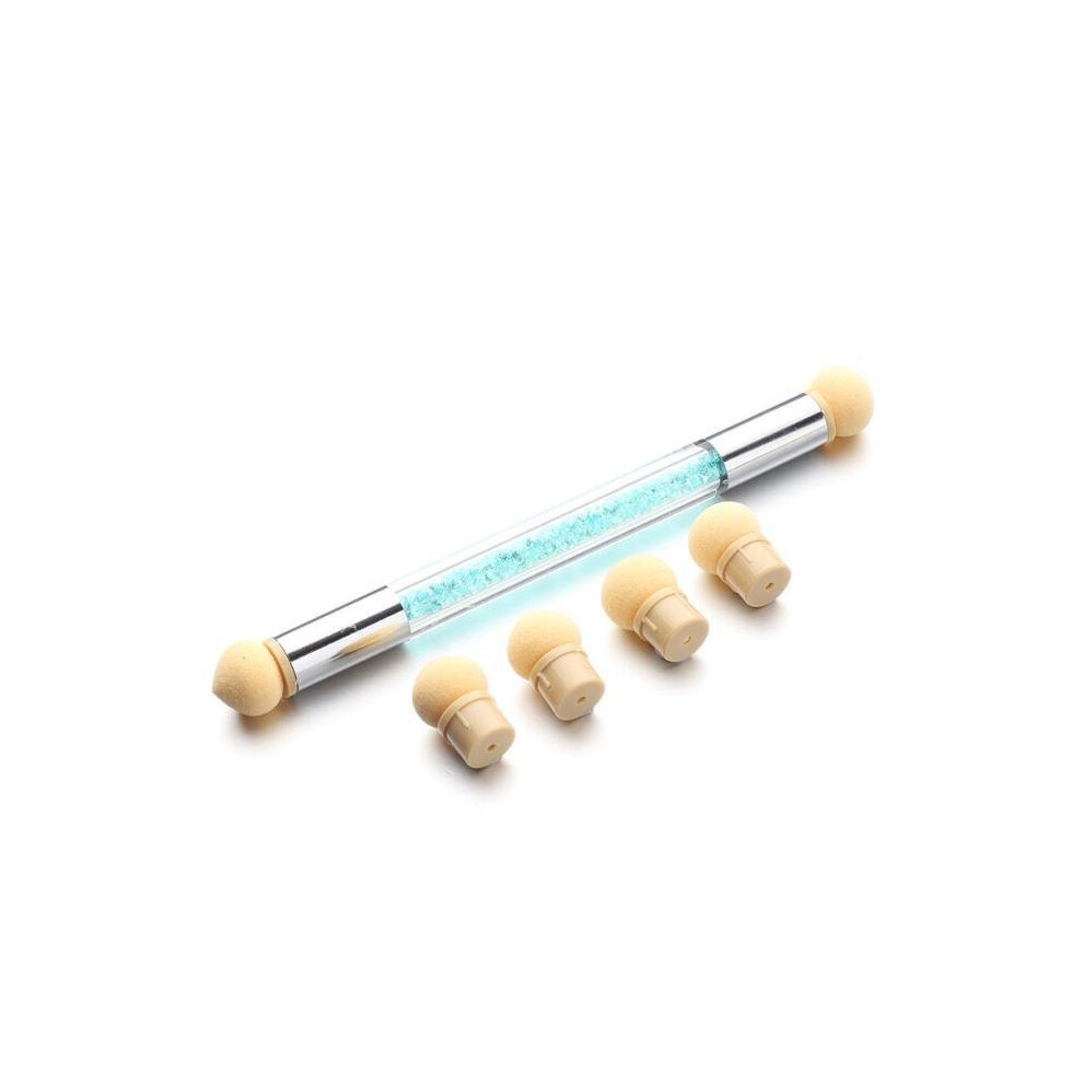 Black Nail Artset Glitter Powder Picking Dotting Gradient Pen Brush + 6 Sponge Nail Art Tools 2017N28
