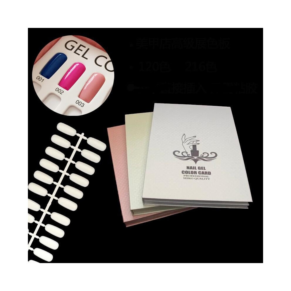 Professional 120/216 Colors Nail Gel Polish Display Card Books Inlaid Snap Nail Color Card Display