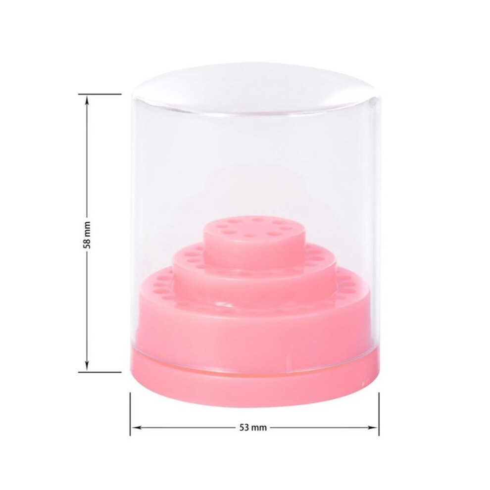Black 48Hole Pink Organizer Manicure Box Displayer Nail Drill Bit Holder Stand Ja 13