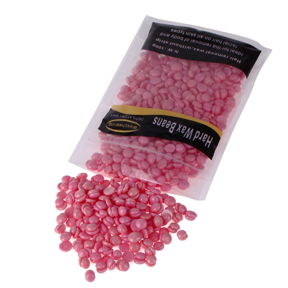 Pink,Black 100G Pink Rose Flavor Hard Wax Beans Depilatory Hot Film Hard Wax Pellet Waxing Hair Removal Bean Powerful Clean Removal Hair