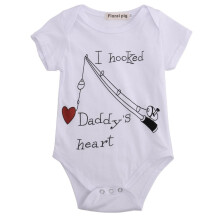New Infant Baby Boy Clothes Girl Babygrows Playsuit Romper I Hooked Daddys Heart newborn baby clothes unisex baby rompers 2016