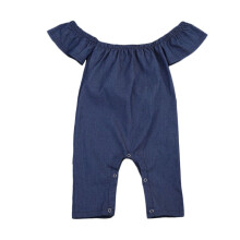 Summer Newborn Baby Girl Denim Romper Jumpsuit Off Shoulder Outfits Sunsuit Clothes 0-24M