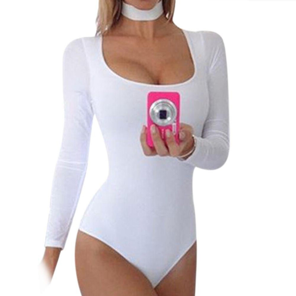 2017 Autumn Women Romper Playsuit Black White Solid Bodycon Sexy Bodysuits Elastic Cotton Skinny Jumpsuits With Neckband F1-image-OPC-P52NXMR-NEW