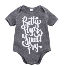 2016 Hot Baby Boy Girls Casual Cotton Bodysuit Gray Letter Short Sleeve Jumpsuit Clothes Outfits 0-24M Baby Boys