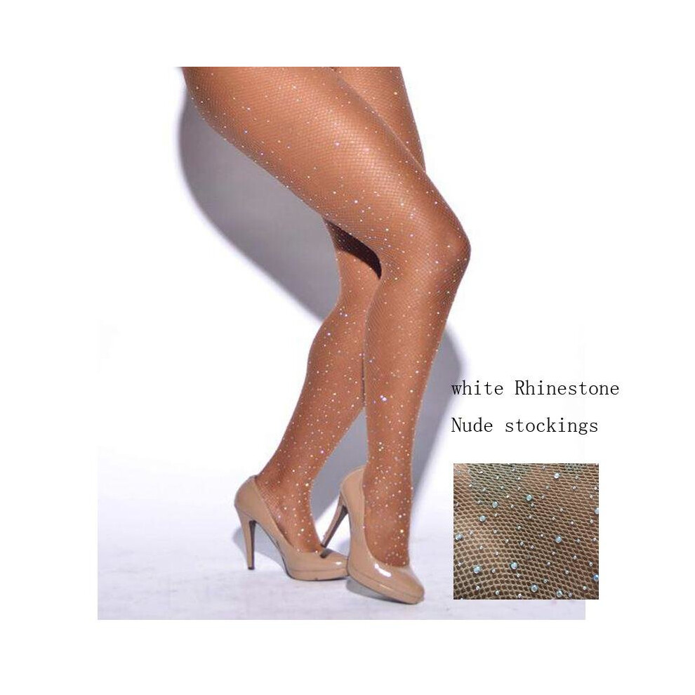 Black Women Tights With Crystals Bling Mesh Fishnet Pantyhose Rhinestone Stockings Women Stocking Hosiery Femme Calcetines Mujer Sw065