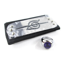 Naruto Akatsuki Pain Uchiha Itachi Hidan Sasori Kakuzu Deidara Konan Kisame Orochimaru Ninja Headband+Ring 2Pcs/Set
