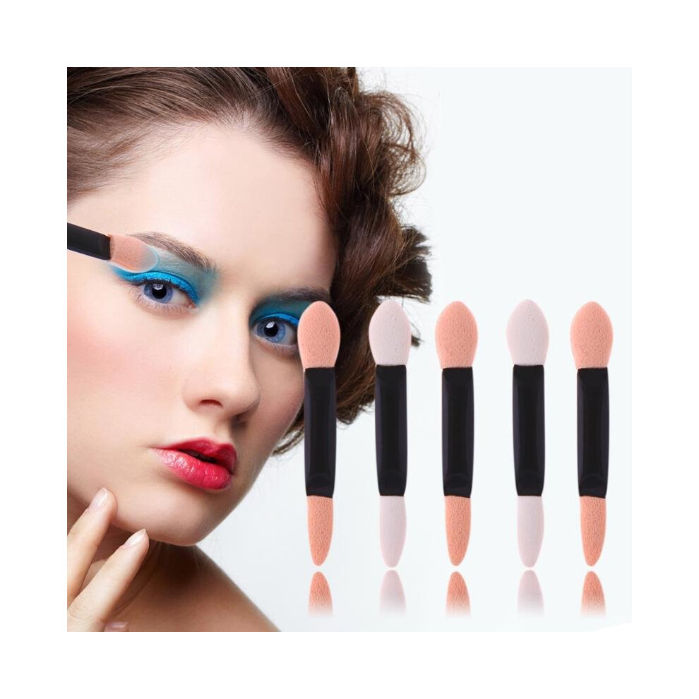 Black 100Pcs Applicator Double-Ended Cosmetic Brushes Women Makeup Eyeliner Sponge Lip Brushes Set Disposable Eye Shadow Sponge Kits