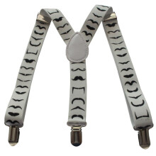 2017 Fashion Adjustable Clip on White Moustache Print Suspender For Kids Boys