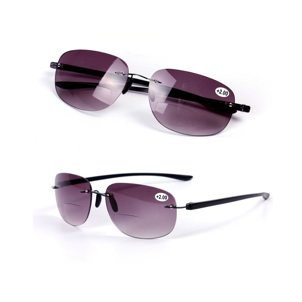 Black Frameless Reading Sunglasses Women Men Watch Eyewear Presbyopic Bifocal Glasses Diopter Rimless Oculos Eyeglasses Magnifier