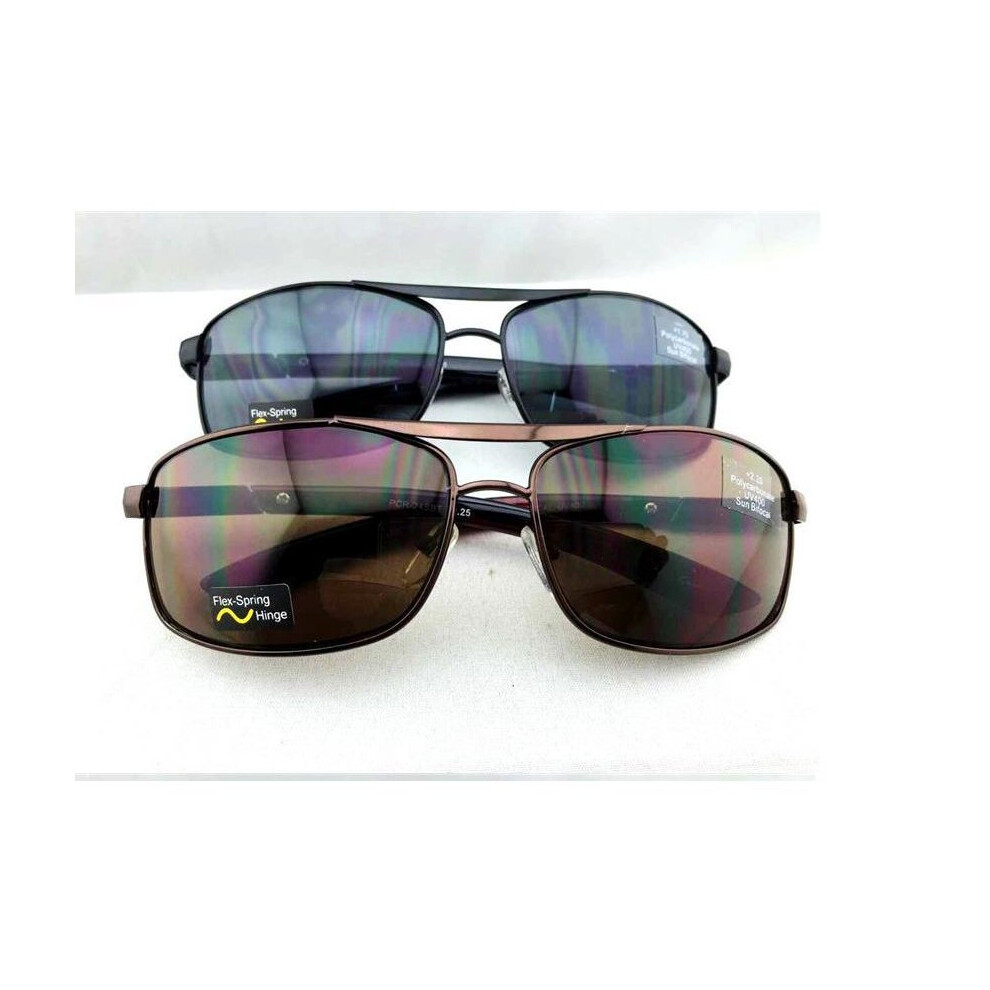 Black Uv400 Sun Readers Flex Spring Hinge Bifocal Sunglasses Strength +1.00/ +1.50/+2.00/+2.5/+3.0
