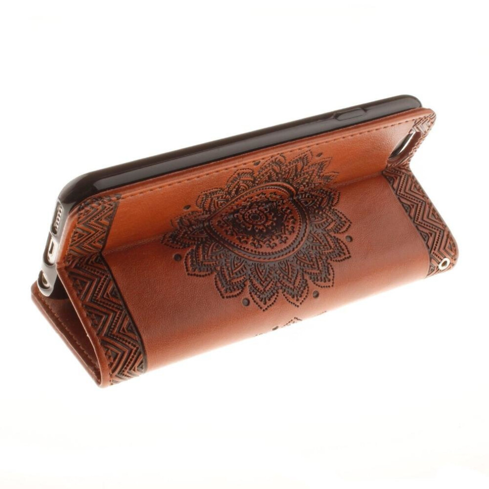 Retro Phone Cases For Iphone 7 6 6S Plus Se 5 5S Case Sunflower Paisley Relief Pu Leather Stand Wallet Flip Cover With Card Slot Black 8488141192938