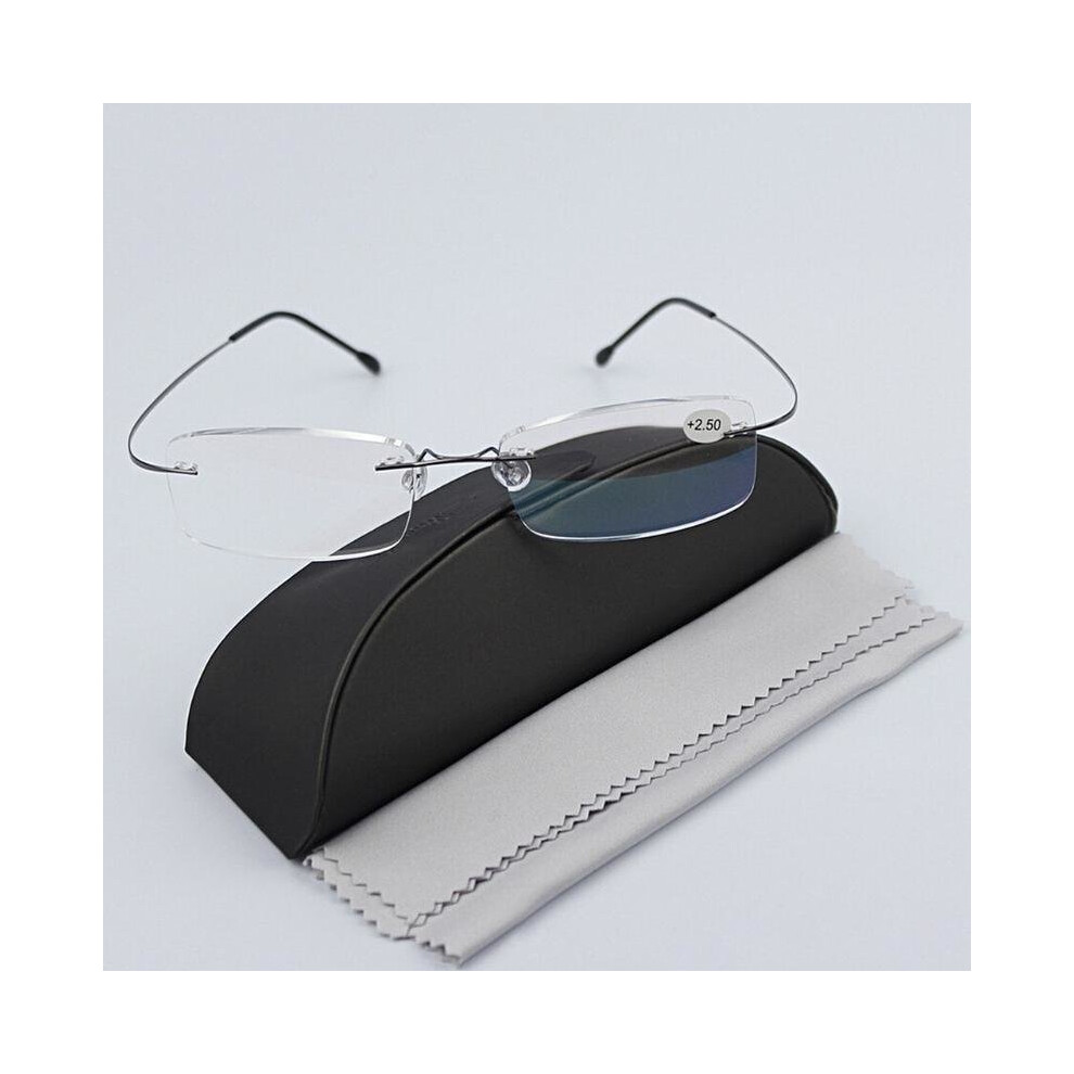Black 2017 New Ultralight Titanium Reading Glasses Rimless Rectangular Glasses Spectacles Eyeglass Frame Eyewear +1.0 To +4.0 Oculos