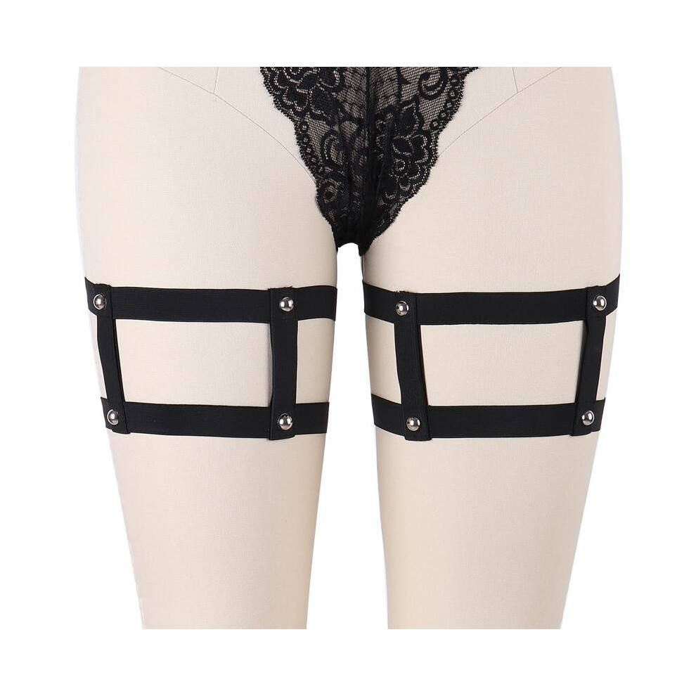 Black Womens Garter Pair Stocking Suspender Belt Sock Elastic Thigh Bondage Leg Harness Body Cage Lingerie Harajuku Goth Dress