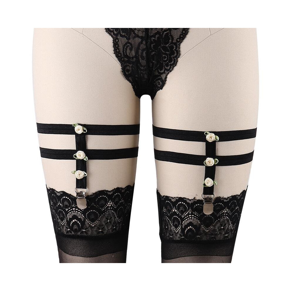Black 2017 Women Sexy Leg Harness Garter Tight Clip Thigh Belt Pastel Goth Punk Soft Elastic Stocking Suspender Bondage Lingerie