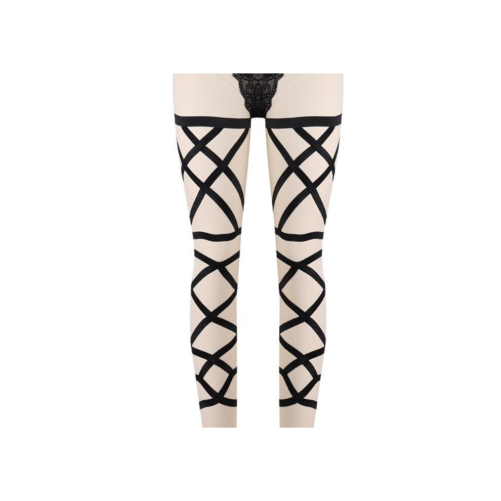 Black 2017 Womens Leg Harness Garter Pair Stocking Suspender Belt Harajuku Sock Elastic Thigh Bondage Body Harness Goth Lingerie