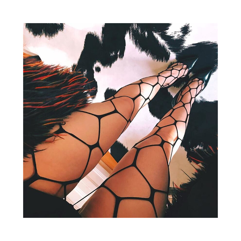 Black Women\'S Sexy Top Thigh-Highs Fishnet Stockings Sexy Lingerie Hot Garters Belt Set Underwear Open Crotch Panties Sw049