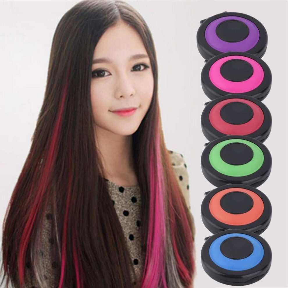 2017 Professional 6-colors Temporary Hair Dye Powder cake Styling Hair Chalk Set Soft Pastels Salon Tools Kit Non-toxic Hot!