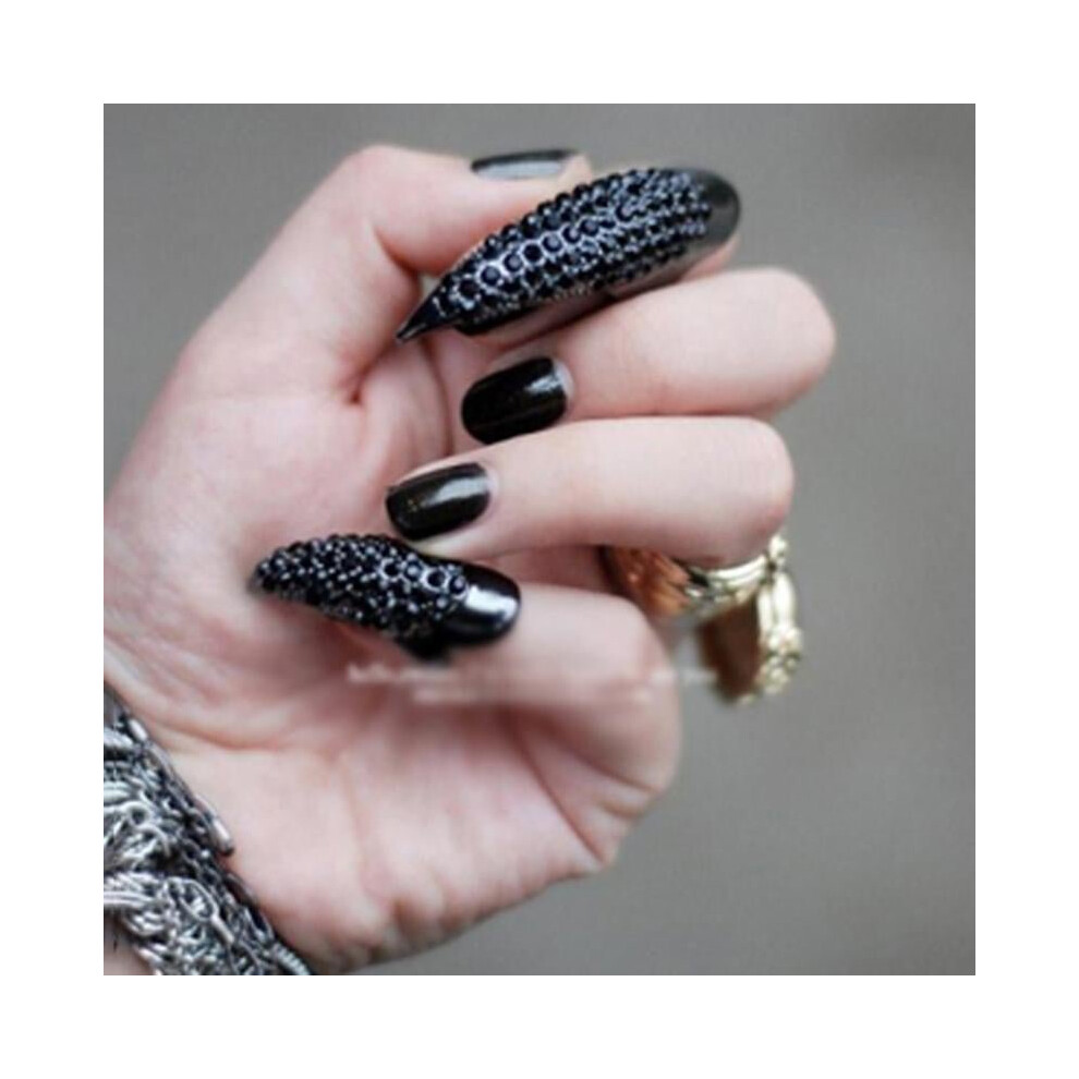 Black Claw Rings False Nail Paw Talon Cat Claw Finger Rings Fake Nails