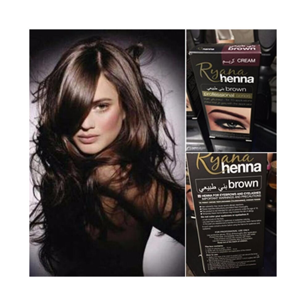 Cream Natural Plant Colour Mehendi Eyebrow Tint Set Dye Brown Black With Gift