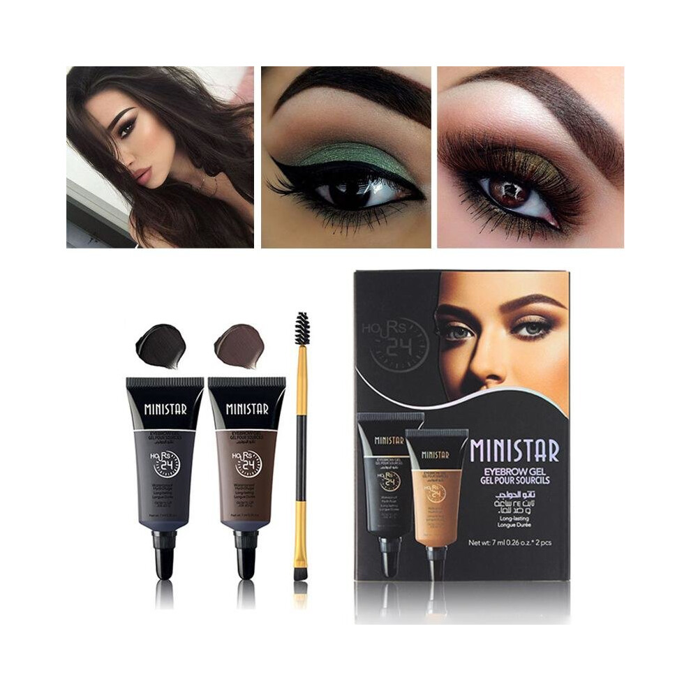 Black,Brown Black Brown Henna Eyebrow Gel Tint Long Lasting Eye Brow Tattoo Cream 2Pcs Eyebrow Shado