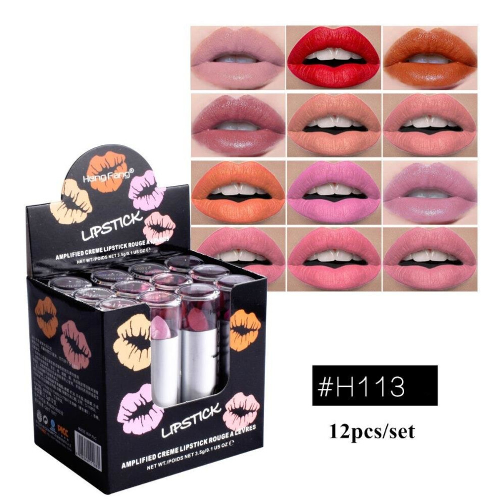Black Brand 12Pcs/Set Red Lipstick Lasting Moisturizing Nutritious Lip Sticks Lip Balm Lips Makeup Batom With Box